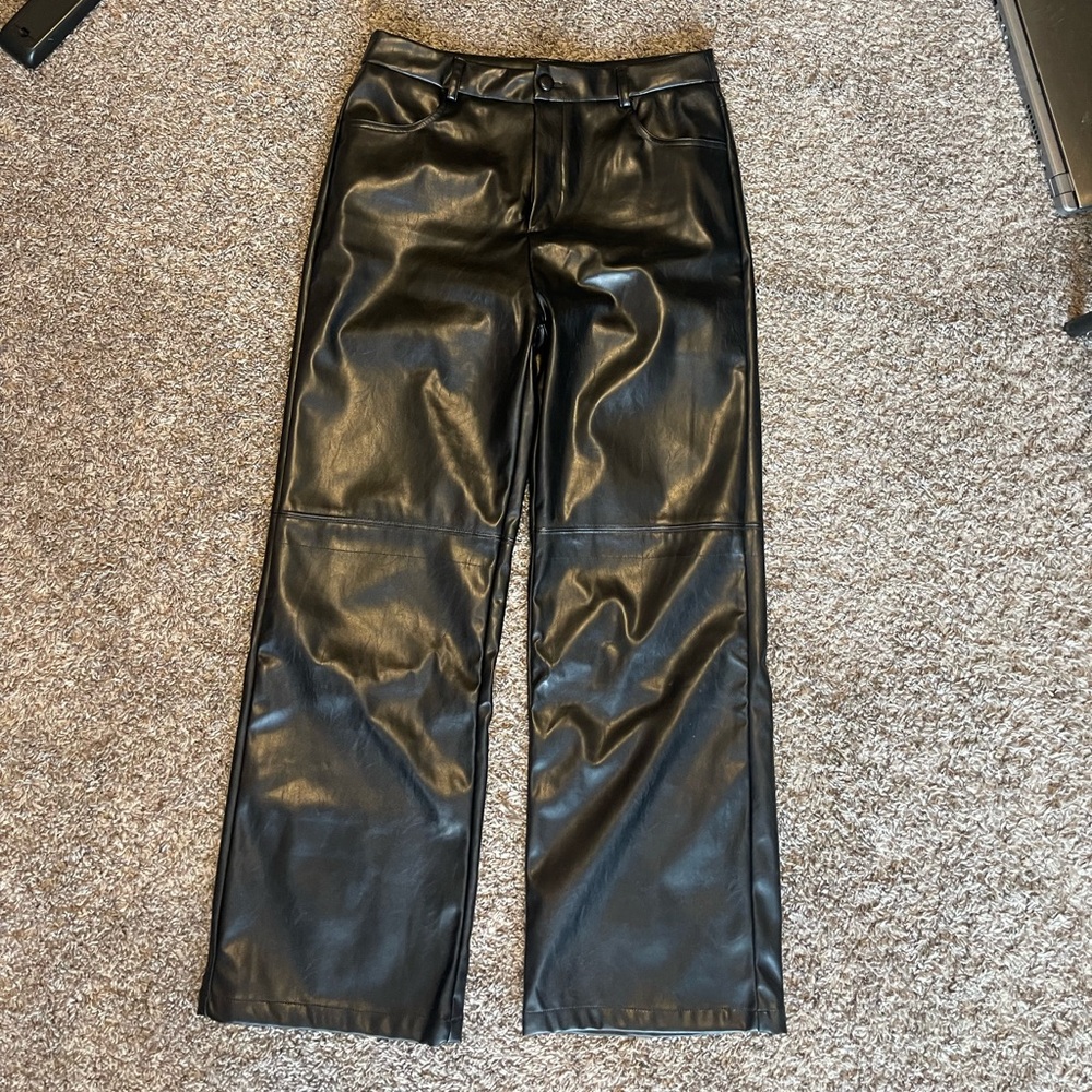 straight leather pants
